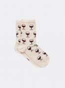 Женские носки с рисунком в виде бокалов с красных вином. Для настоящих сомелье и рядовых ценителей!