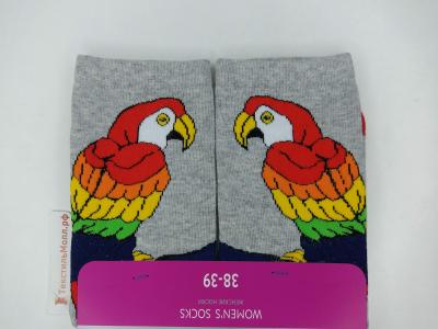 Женские носки с рисунком в виде ярких попугаев