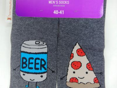 носки "двойняшки" с рисунком в виде пиццы и пива